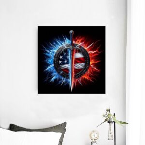 Round flag flaming sword wall-mural