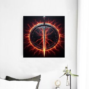 Fire sword & shield wall mural