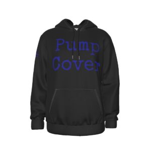 Pump Cover Black Hoodie (purple text)
