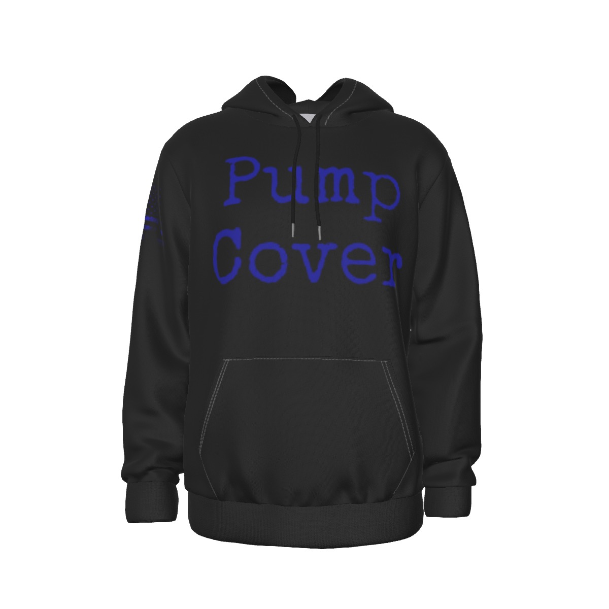 Pump Cover Black Hoodie (purple text)
