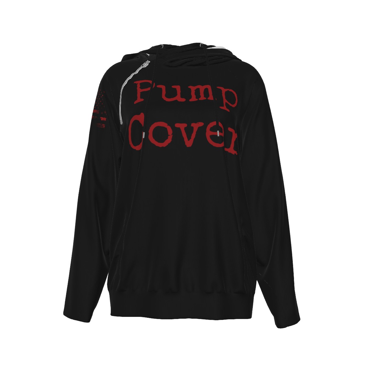 Pump Cover hoodie black w/red text