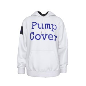 Pump Cover hoodie (white/w purple text)